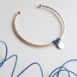 Bracelet jonc plaqué or pendentif rond cordon LOU bleu