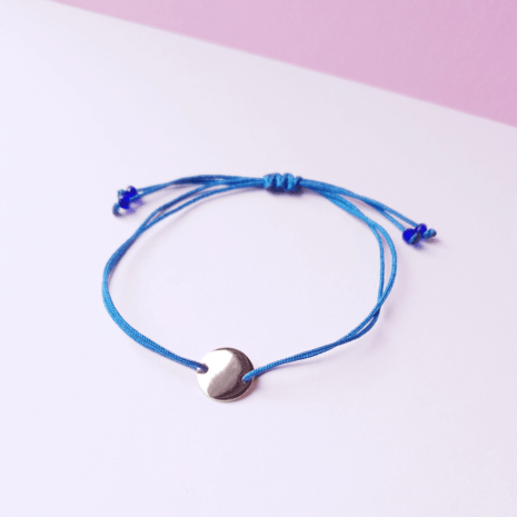 Bracelet cordon pendentif rond CALI BLEU CANARD Bracelet cordon pendentif rond CALI BLEU CANARD