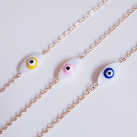 Bracelet chaîne et pendentif oeil de protection nacre MATI Bracelet chaîne et pendentif oeil de protection nacre MATI