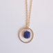 Collier chaîne plaqué or pierre naturelle sertie et anneau ARIA lapis lazuli