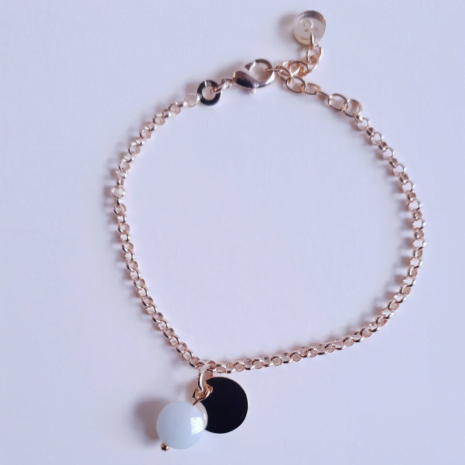 Bracelet chaîne pierre naturelle et pendentif rond NUUN Bracelet chaîne pierre naturelle et pendentif rond NUUN