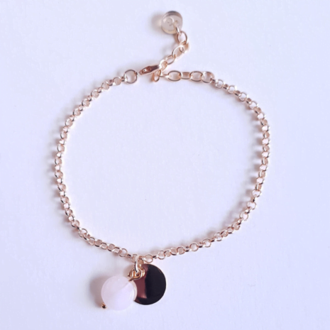 Bracelet chaîne pierre naturelle et pendentif rond NUUN Bracelet chaîne pierre naturelle et pendentif rond NUUN