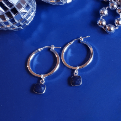 Boucles d’oreilles créoles argent et pierre naturelle GILIA Boucles d’oreilles créoles argent et pierre naturelle GILIA