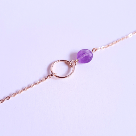 Bracelet chaîne pierre naturelle facettée et anneau ELEA Bracelet chaîne pierre naturelle facettée et anneau ELEA