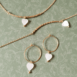 Collier bracelet et Boucles d'oreilles créoles cœur de nacre NACA