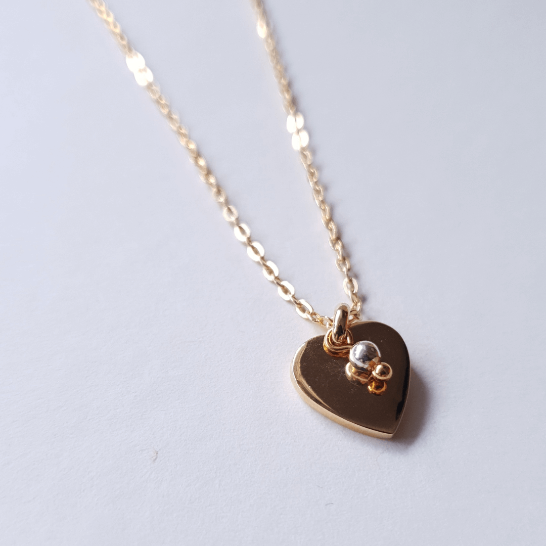 Collier chaîne plaqué or pendentif cœur et perle argent CUO