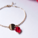Bracelet chaîne pendentif rond et cœur de verre TIARA