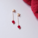 Boucles d'oreilles pendantes chaînes et cœurs de verre TIARA
